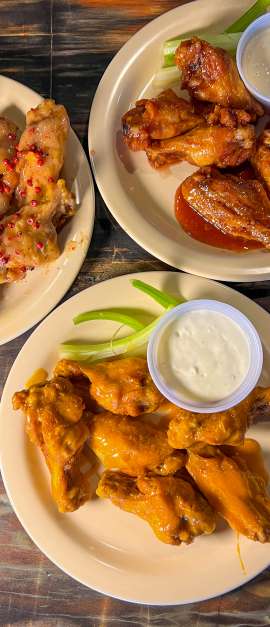 Plates of the best Wings in Connecticut Dew Drop Inn